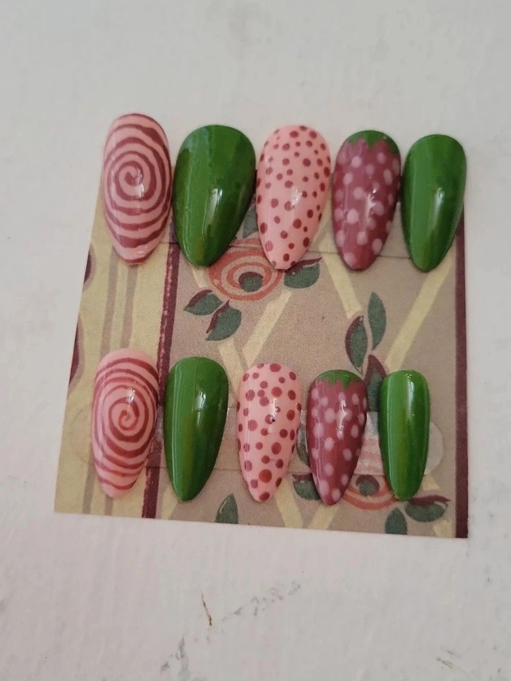 Strawberry Inspired Acrylic Nail Set
